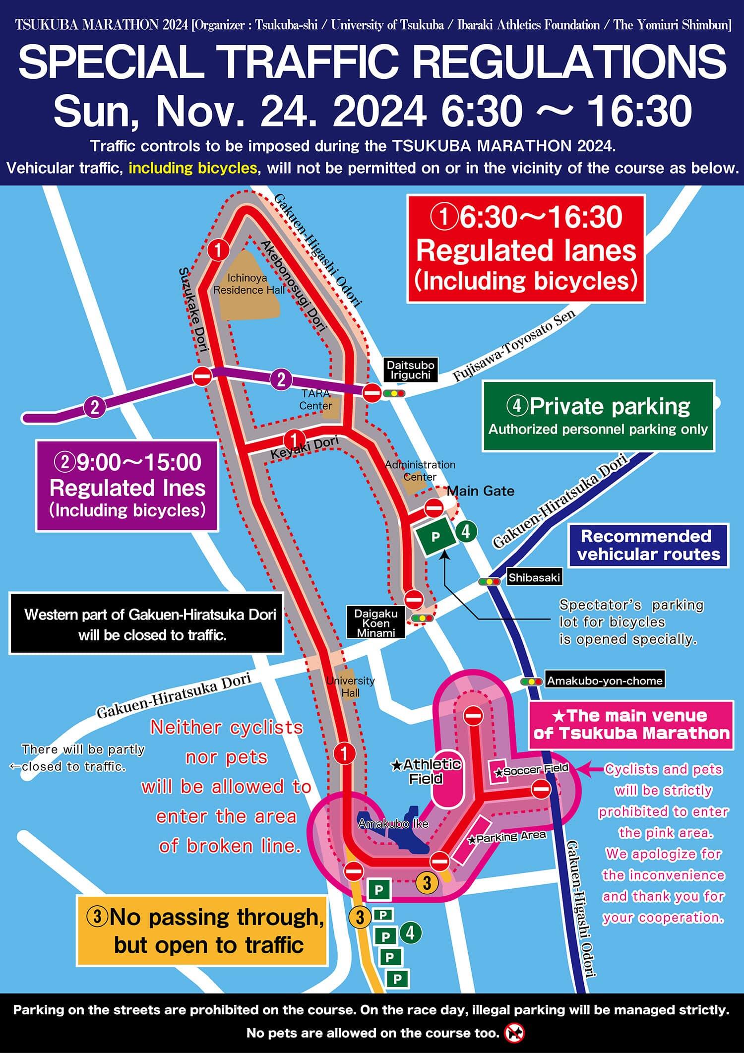 On-campus traffic control during the 42nd Tsukuba Marathon