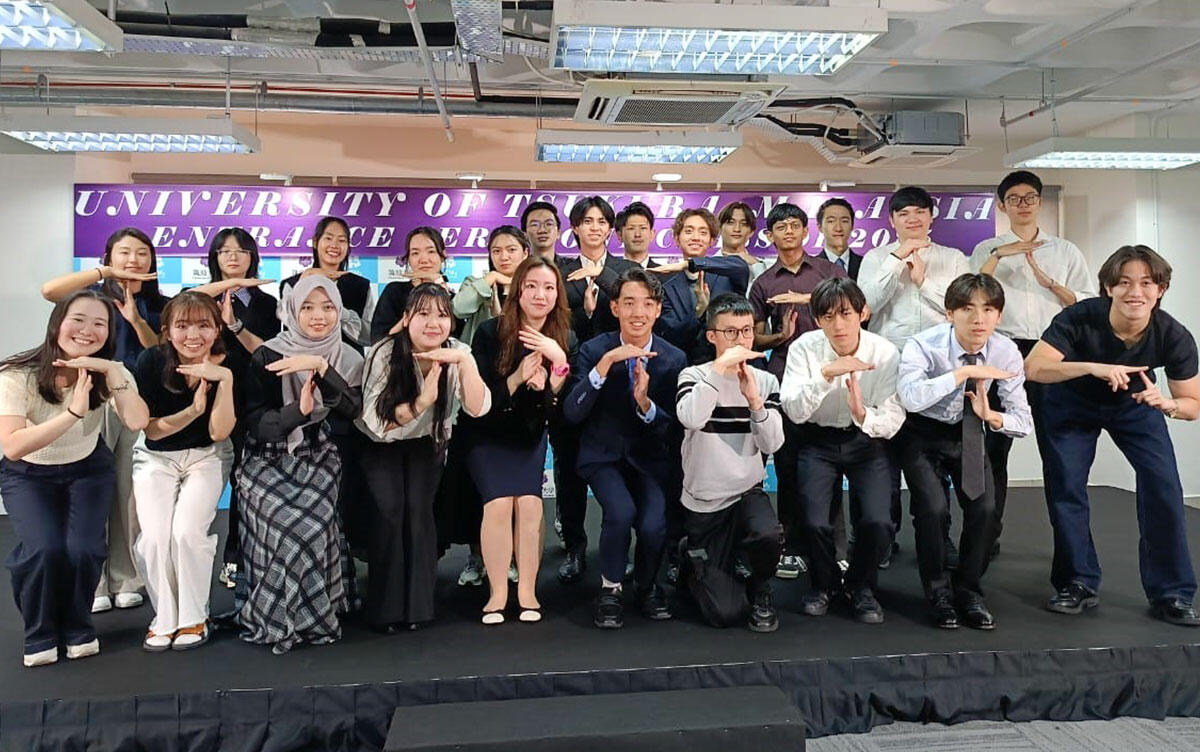 Group photo of first and second year students after orientation